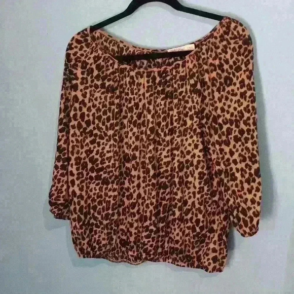 Faded Glory size l 12 to 14 animal print leopard print  elastic waist top - Picture 1 of 5